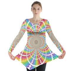 Color Background Structure Lines Long Sleeve Tunic  by Amaryn4rt