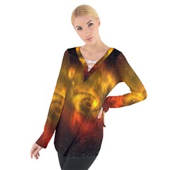 Galaxy Nebula Space Cosmos Universe Fantasy Women s Tie Up Tee by Amaryn4rt