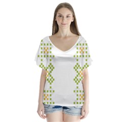Vintage Pattern Background  Vector Seamless Flutter Sleeve Top by Amaryn4rt