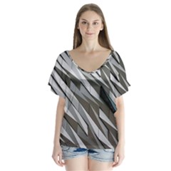 Abstract Background Geometry Block Flutter Sleeve Top by Amaryn4rt