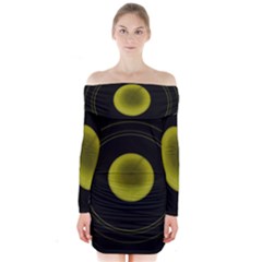 Abstract Futuristic Lights Dream Long Sleeve Off Shoulder Dress by Amaryn4rt