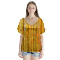 Background Wood Lath Board Fence Flutter Sleeve Top by Amaryn4rt