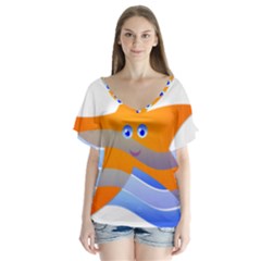 Beach Sea Sea Shell Swimming Flutter Sleeve Top by Amaryn4rt