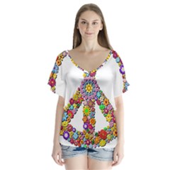 Groovy Flower Clip Art Flutter Sleeve Top by Nexatart