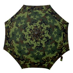 Camouflage Green Brown Black Hook Handle Umbrellas (small) by Nexatart