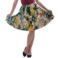 Art Graffiti Abstract Lines A-line Skater Skirt by Nexatart
