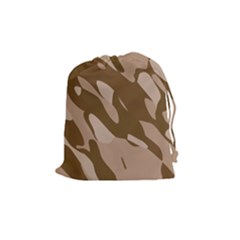 Background For Scrapbooking Or Other Beige And Brown Camouflage Patterns Drawstring Pouches (medium)  by Nexatart