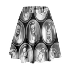Black And White Doses Cans Fuzzy Drinks High Waist Skirt by Nexatart