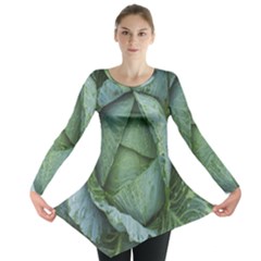 Bright Cabbage Color Dew Flora Long Sleeve Tunic  by Nexatart