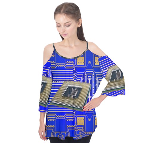 Processor Cpu Board Circuits Flutter Tees by Nexatart