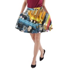 Technology Computer Chips Gigabyte A-line Pocket Skirt by Nexatart