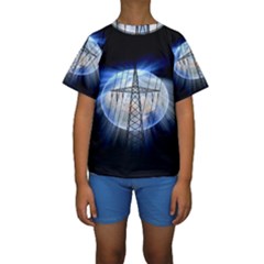 Energy Revolution Current Kids  Short Sleeve Swimwear by Nexatart