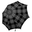 Plaid Checks Background Black Hook Handle Umbrellas (Large) View2
