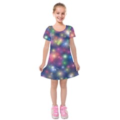 Abstract Background Graphic Design Kids  Short Sleeve Velvet Dress by Nexatart