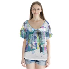 Background Color Circle Pattern Flutter Sleeve Top by Nexatart