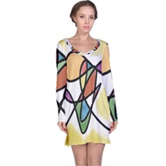 Art Abstract Exhibition Colours Long Sleeve Nightdress by Nexatart