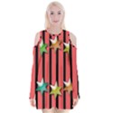 Star Christmas Greeting Velvet Long Sleeve Shoulder Cutout Dress View1