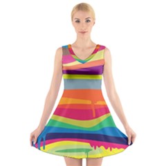 Melting Paint V-neck Sleeveless Skater Dress by Brittlevirginclothing