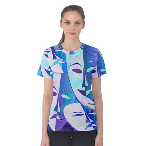 Abstract Mask Artwork Digital Art Women s Cotton Tee by Nexatart