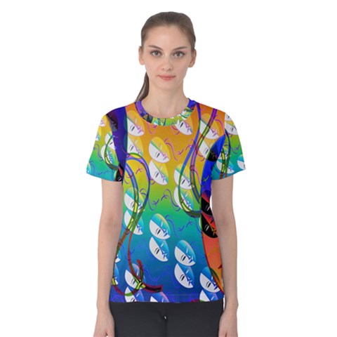 Abstract Mask Artwork Digital Art Women s Cotton Tee by Nexatart