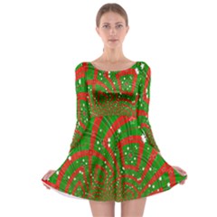 Background Abstract Christmas Pattern Long Sleeve Skater Dress by Nexatart