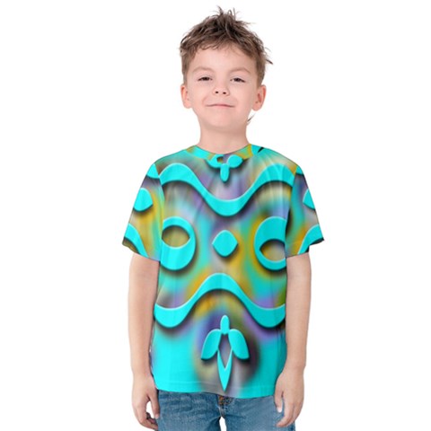 Background Braid Fantasy Blue Kids  Cotton Tee by Nexatart