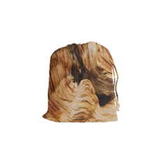 Brown Beige Abstract Painting Drawstring Pouches (small)  by Nexatart