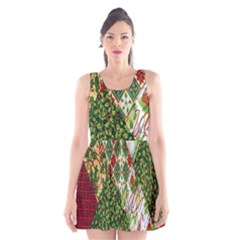 Christmas Quilt Background Scoop Neck Skater Dress by Nexatart