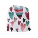 You Are My Beat / Pink And Teal Hearts Pattern (white)  Drawstring Pouches (Extra Large) View2