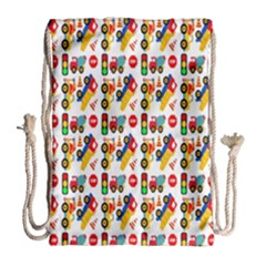 Construction Pattern Background Drawstring Bag (large) by Nexatart