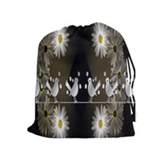 Daisy Bird  Drawstring Pouches (extra Large) by Nexatart
