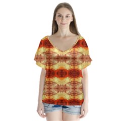 Fabric Design Pattern Color Flutter Sleeve Top by Nexatart