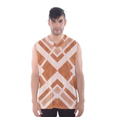 Fabric Textile Tan Beige Geometric Men s Basketball Tank Top by Nexatart