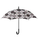 Fabric Texture Argyle Design Grey Hook Handle Umbrellas (Large) View3