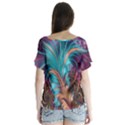 Feather Fractal Artistic Design Flutter Sleeve Top View2