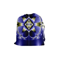 Fractal Fantasy Blue Beauty Drawstring Pouches (medium)  by Nexatart