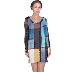 Glass Facade Colorful Architecture Long Sleeve Nightdress by Nexatart