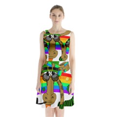Irish Giraffe Sleeveless Chiffon Waist Tie Dress by Valentinaart