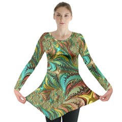 Fractal Artwork Pattern Digital Long Sleeve Tunic  by Nexatart