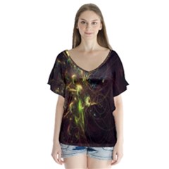 Fractal Flame Light Energy Flutter Sleeve Top by Nexatart