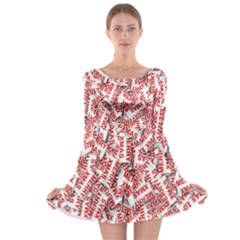 Merry Christmas Xmas Pattern Long Sleeve Skater Dress by Nexatart