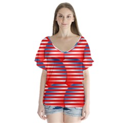 Patriotic  Flutter Sleeve Top by Nexatart