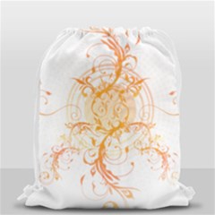 Orange Swirls Drawstring Bag (small) by SheGetsCreative