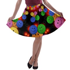 Smiley Laugh Funny Cheerful A-line Skater Skirt by Nexatart