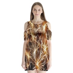 Star Golden Christmas Connection Shoulder Cutout Velvet  One Piece by Nexatart