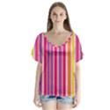 Stripes Colorful Background Pattern Flutter Sleeve Top View1