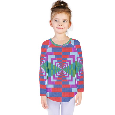 Texture Fabric Textile Jute Maze Kids  Long Sleeve Tee by Nexatart