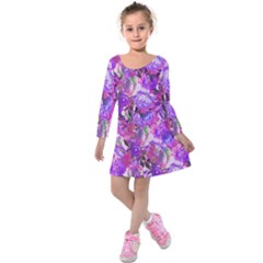 Flowers Abstract Digital Art Kids  Long Sleeve Velvet Dress by Amaryn4rt