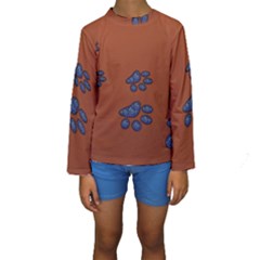 Footprints Paw Animal Track Foot Kids  Long Sleeve Swimwear by Amaryn4rt