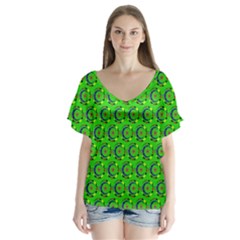 Abstract Art Circles Swirls Stars Flutter Sleeve Top by Amaryn4rt